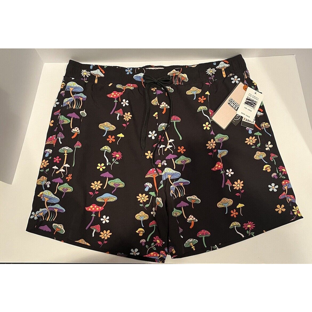 Drill Clothing Shorts Men’s L Swim Trunks Good Vibes Mushrooms New With Tags‎